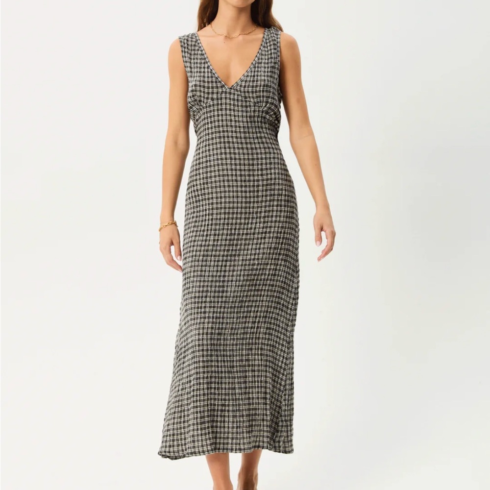 Afends Black and White Check Maxi Dress